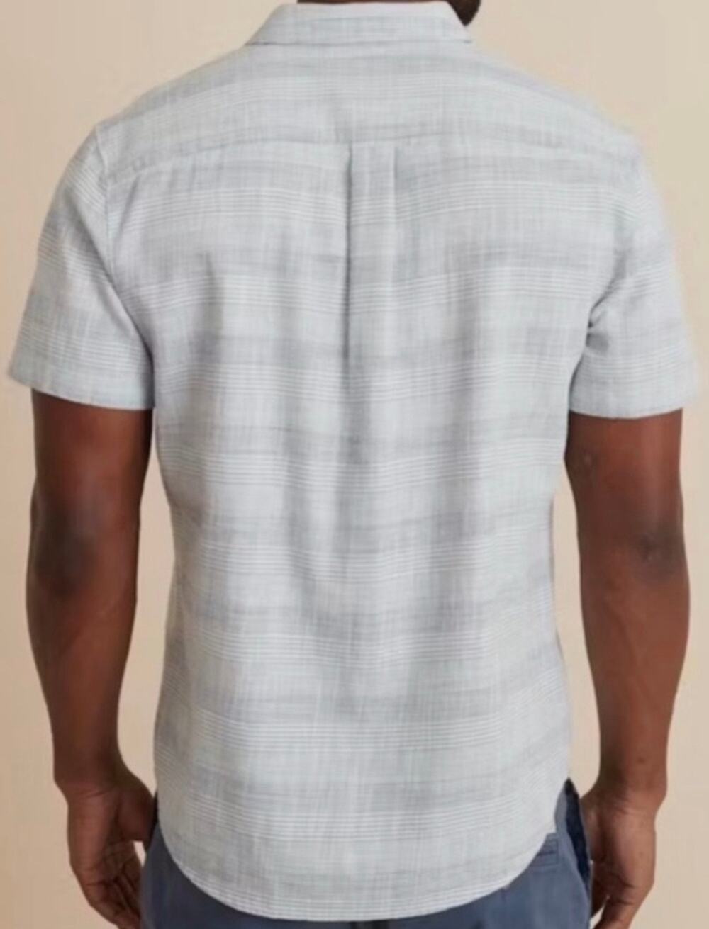 Marine Layer Selvage Blue White Striped Cotton Short Sleeve Casual Shirt Large